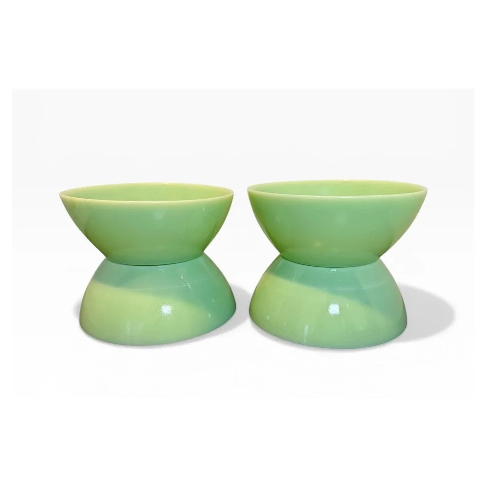 Set- 4 Gibson Everyday Jade Green Milk Glass Vintage 6.25